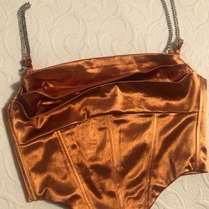 genmstone strap corset crop top